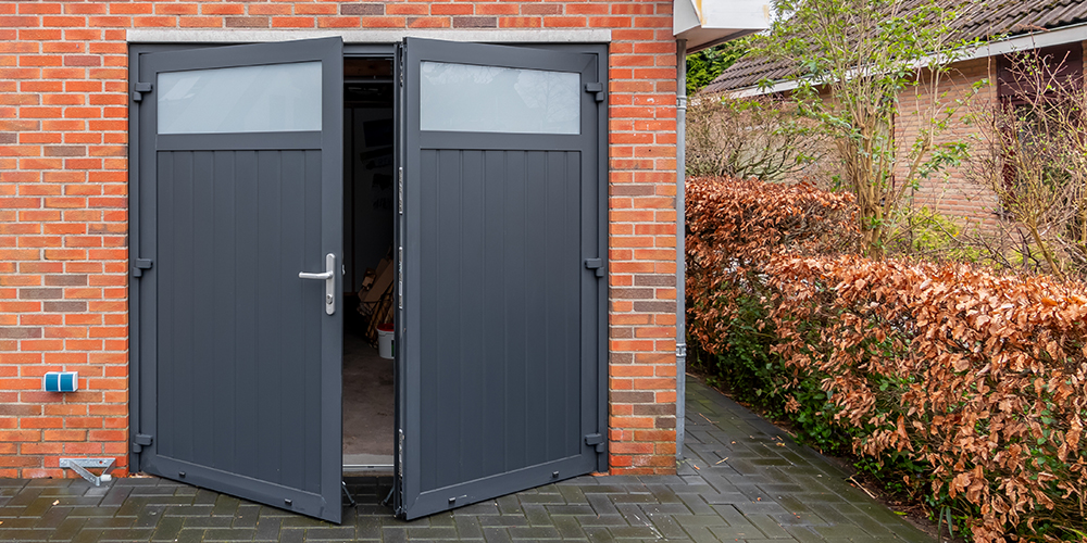 Openslaande garagedeur RAL7021