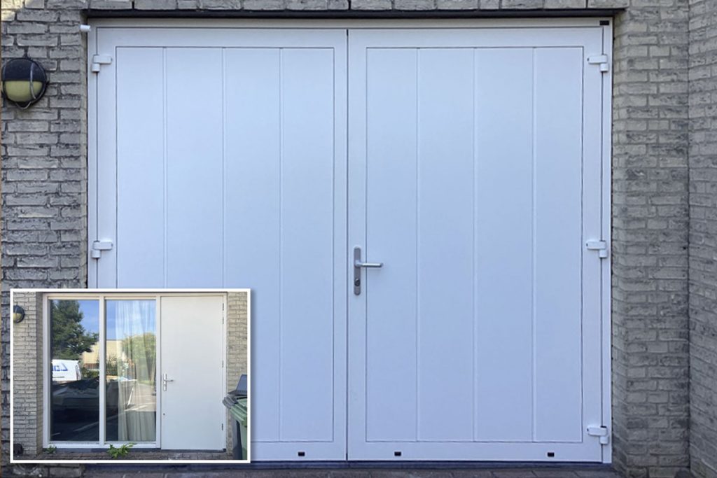 Vaste pui met loopdeur vervangen door openslaande garagedeuren