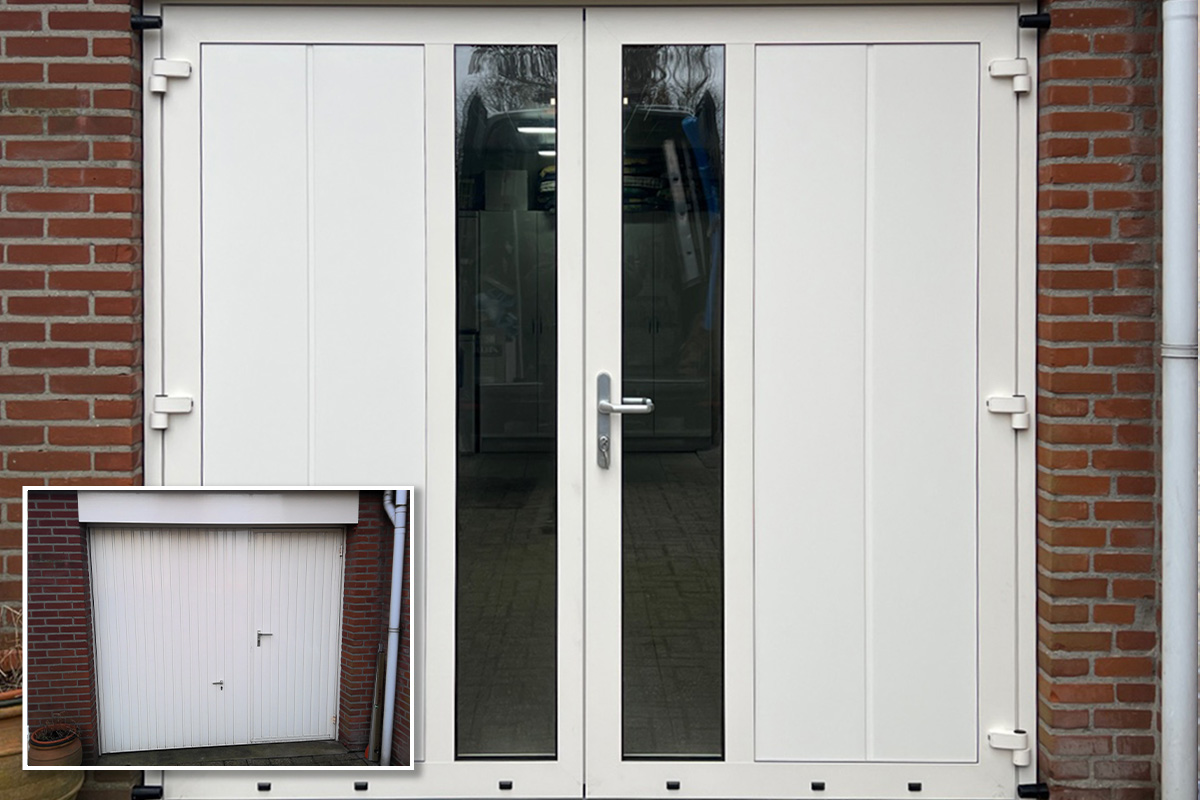 burgers witte kantelpoort vervangen door witte garagedeuren