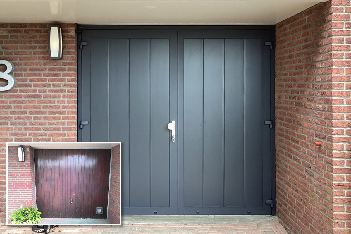 boerlage vastgeroeste kanteldeur vervangen door soepele garagedeur