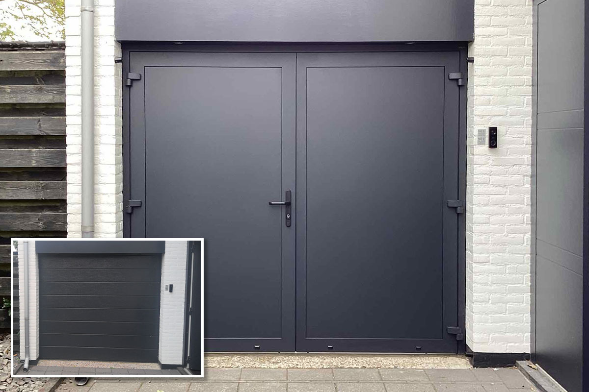 de-griek Garagedeur zwart